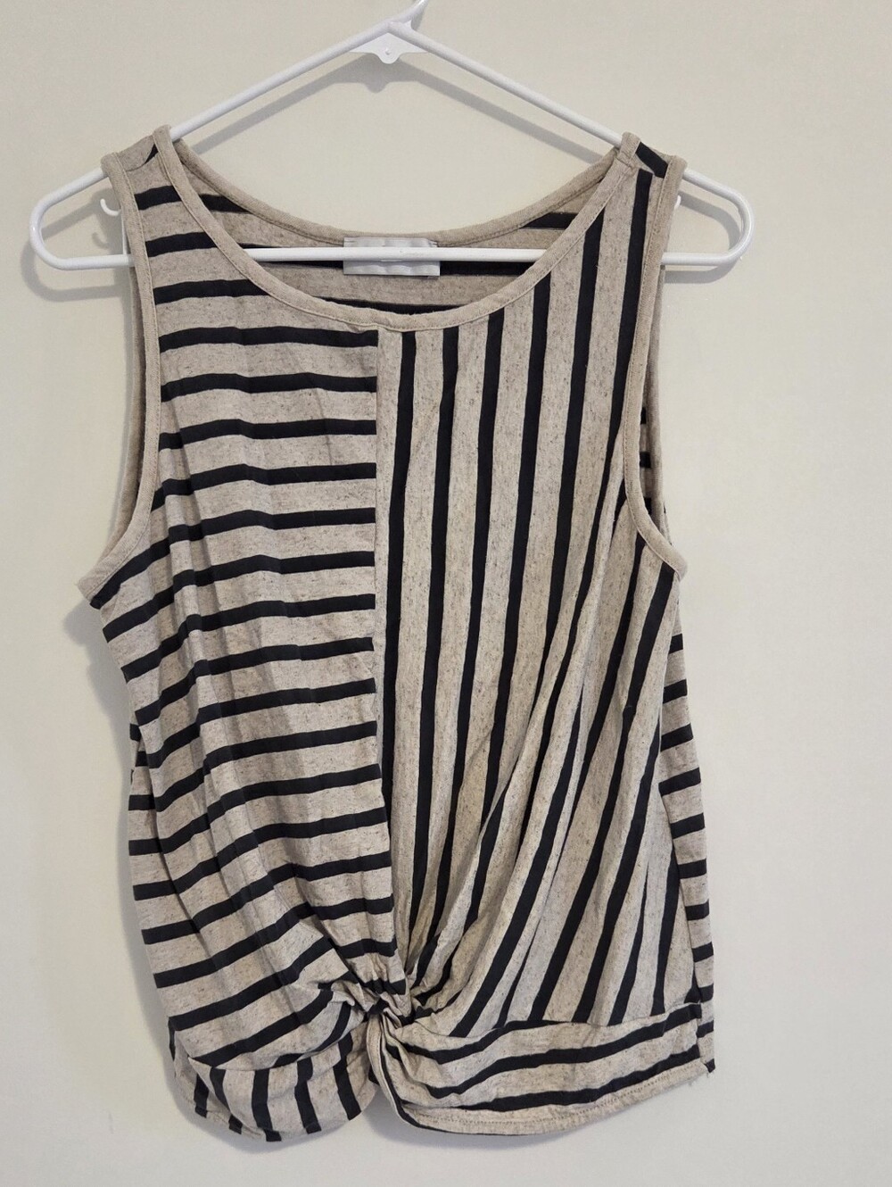 Lounge Nine Grey & Navy Blue Striped LNKYA Tank Top Linen Blend